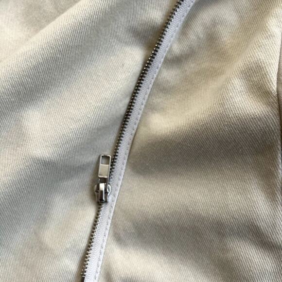 BlankNYC Style #30M-9027 Neutral beige Vegan LEATHER DRAPED Long Sleeve JACKET - Picture 9 of 11